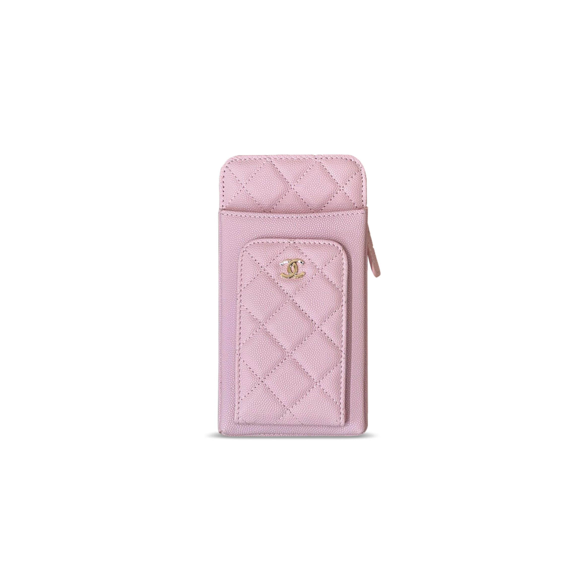 CHANEL CAVIAR QUILTED CC PHONE HOLDER LIGHT PINK (18*10*3cm)